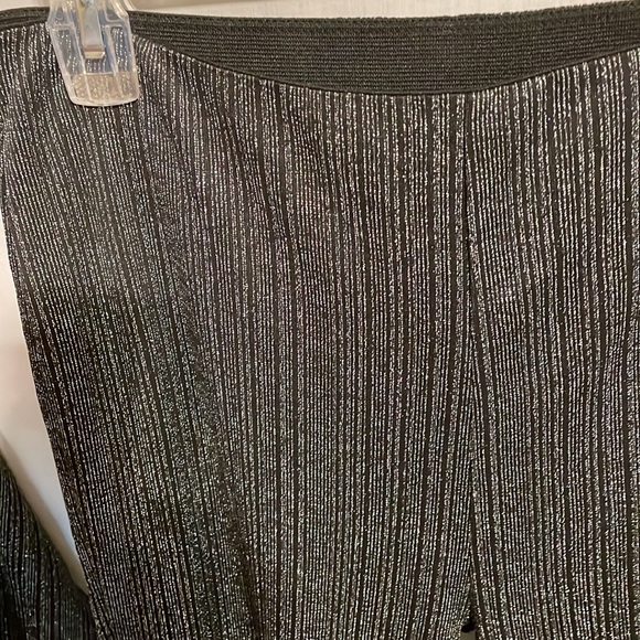 Paperoc Women’s Gray Silver Thread Dress Pants Midrift Blouse Size Large - Picture 12 of 16
